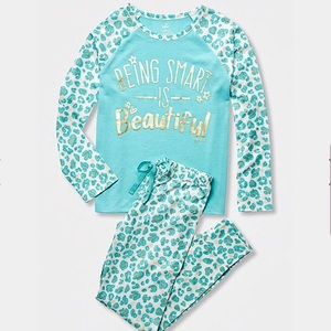 Justice leopard print pajama set